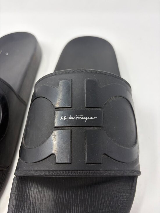 Salvatore Ferragamo men\'s Groove 2 athletic slides 9 Gancini logo black sandals main image 5